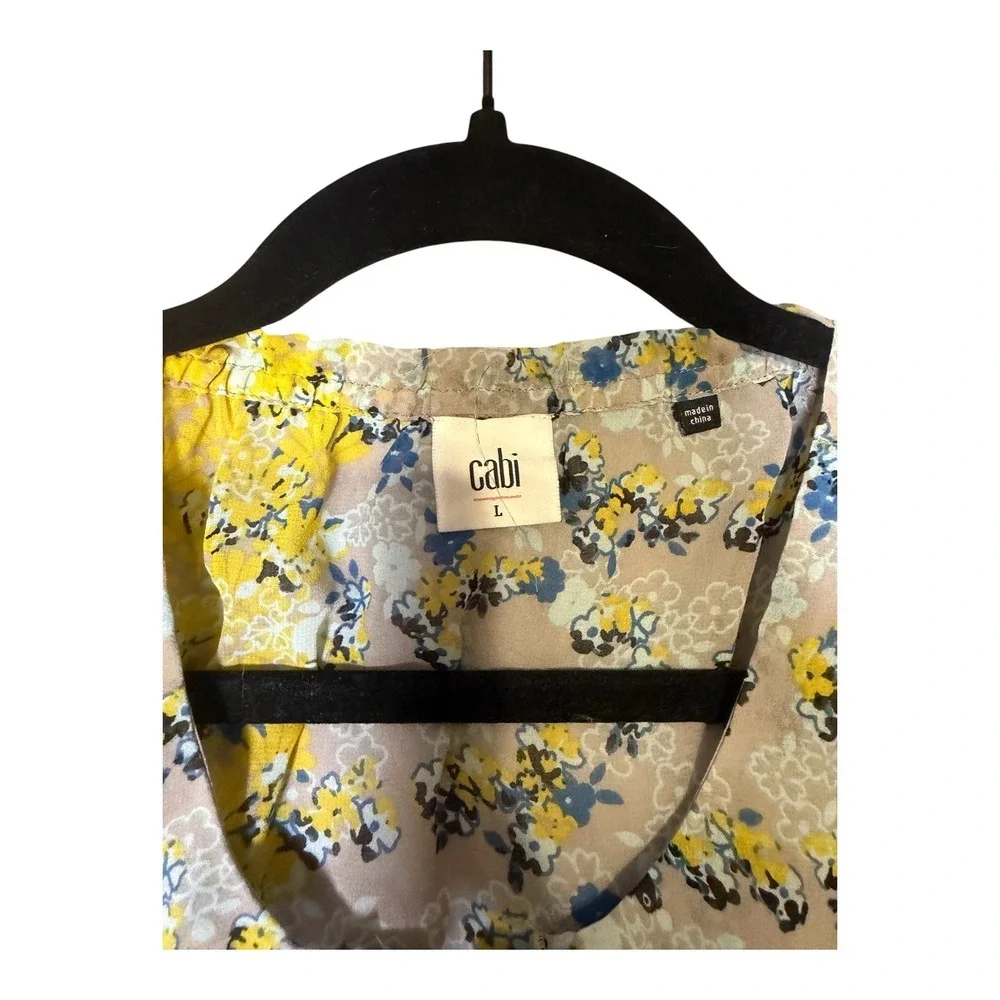 Cabi Womens‎ Mixed Print Sleeveless Button Down Blouse Yellow Floral Large 5271